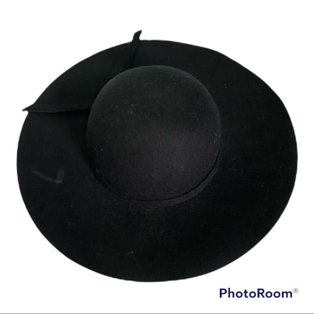 100% wool black brim bow hat